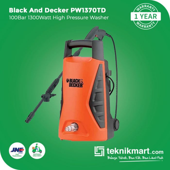 BLACK & DECKER 1300 Watt 100 Bar Pressure Washer PW1370TD