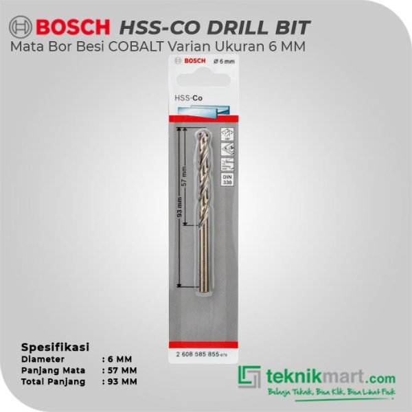 BOSCH HSS-CO METAL DRILL BIT 6X57X93MM (MATERIAL COBALT)