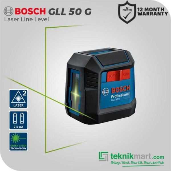 BOSCH GLL 50 G LASER LINE LEVEL 500-540NM < 5MW 15METER GREEN LASER (2X BATERAI AA)