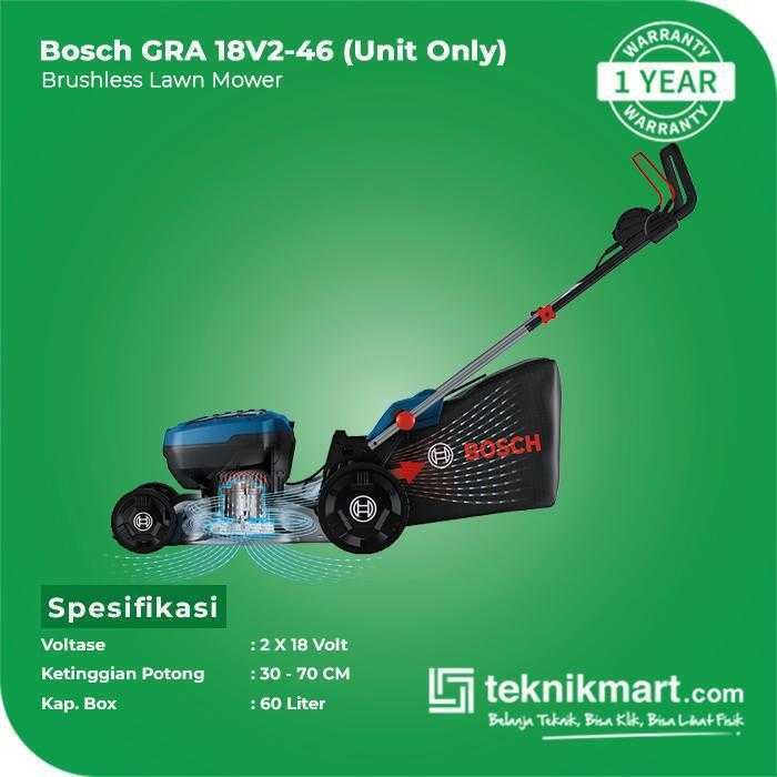 BOSCH GRA 18V2-46 BRUSHLESS LAWN MOWER 2X18V 46CM 60L (UNIT ONLY) - Image 2