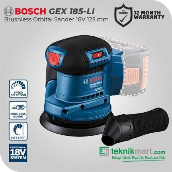 BOSCH GEX 185-LI BRUSHLESS ORBITAL SANDER 18VOLT 125MM (UNIT ONLY)