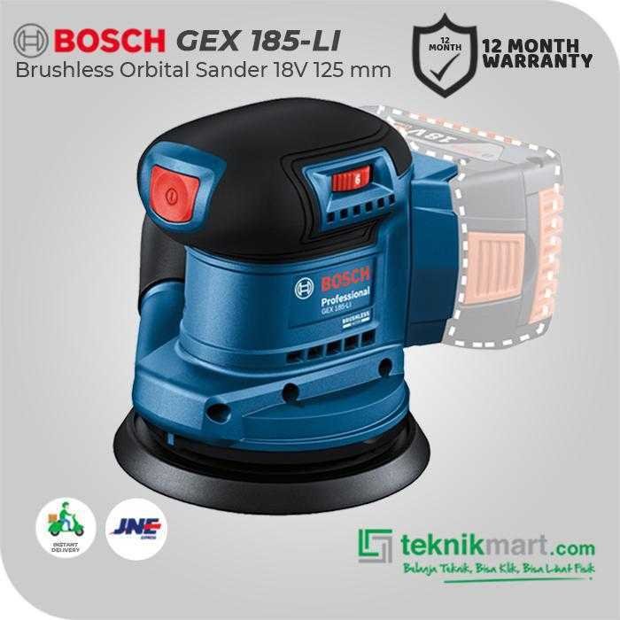 BOSCH GEX 185-LI BRUSHLESS ORBITAL SANDER 18VOLT 125MM (UNIT ONLY) - Image 3