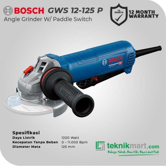BOSCH GWS 12-125 P SMALL ANGLE GRINDER WITH PADDLE SWITCH 1200WATT 125MM / 5 INCH - Image 2