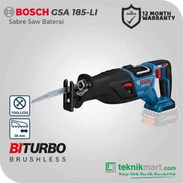 BOSCH GSA 185-LI BRUSHLESS SABRE SAW 18VOLT 2900SPM (UNIT ONLY)
