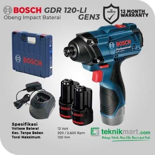BOSCH GDR 120-LI GEN3 CORDLESS IMPACT DRIVER (2x 2.0AH, 1X GAL 12V-20, CASE) - Image 2