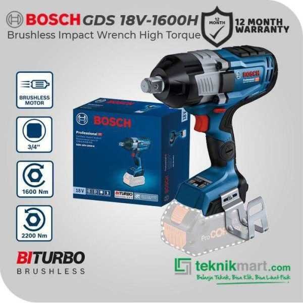 BOSCH GDS 18V-1600H BRUSHLESS IMPACT WRENCH 18VOLT SQ 3/4" 1600NM (UNIT ONLY)