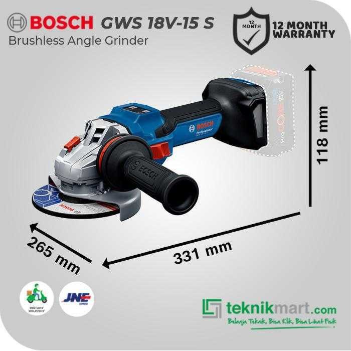 BOSCH GWS 18V-15 S BRUSHLESS ANGLE GRINDER 18V 100MM (UNIT ONLY) - Image 3