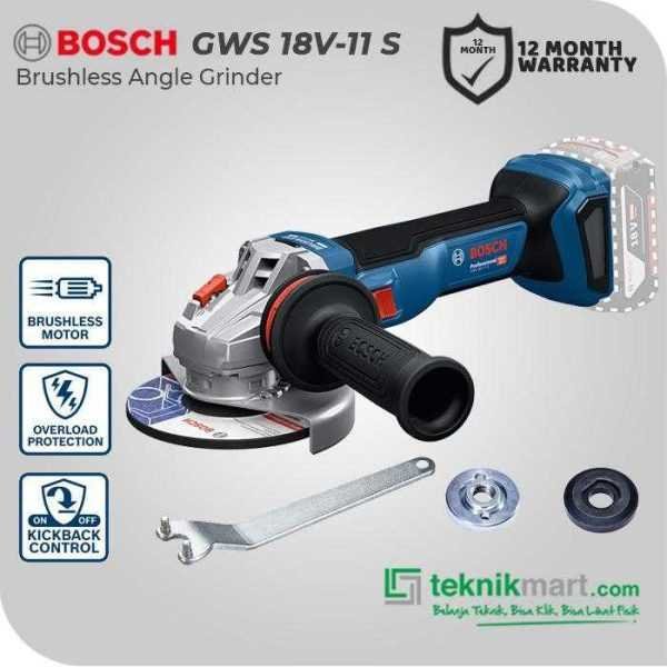 BOSCH GWS 18V-11 S BRUSHLESS ANGLE GRINDER 18V 100MM (UNIT ONLY)