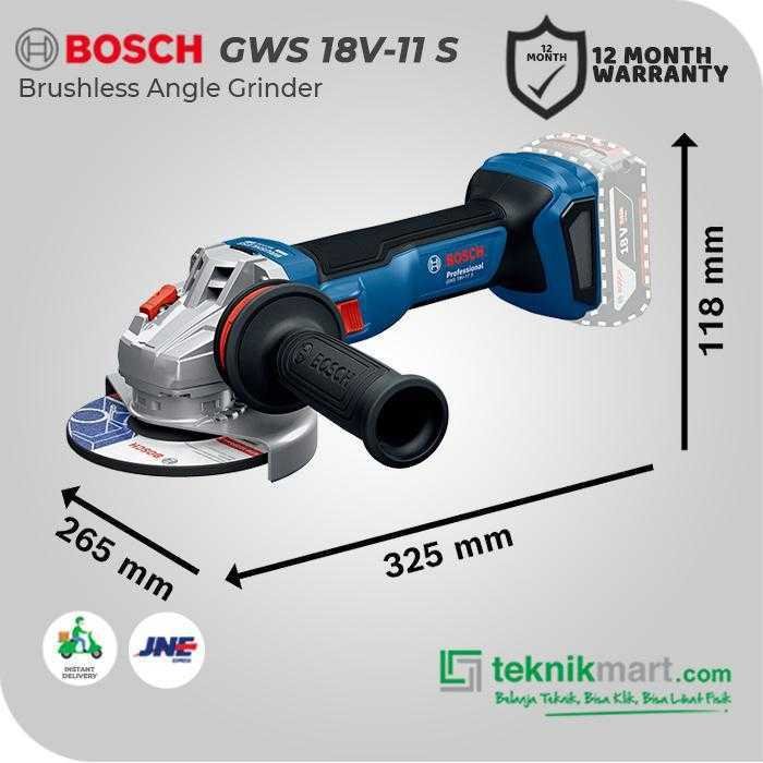 BOSCH GWS 18V-11 S BRUSHLESS ANGLE GRINDER 18V 100MM (UNIT ONLY) - Image 3