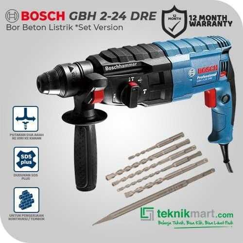 BOSCH GBH 2-24 DRE ROTARY HAMMER 790W 4-24MM 2.7J SET VERSION (5X MATA BOR SDS PLUS, 1X CHISEL)
