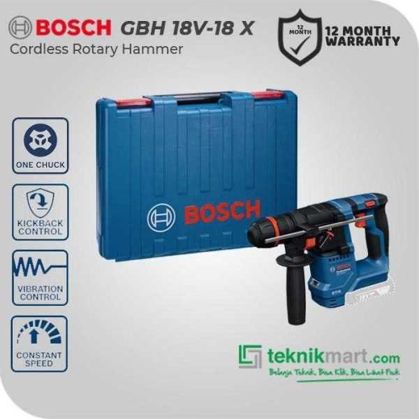 BOSCH GBH 18V-18 X BRUSHLESS ROTARY HAMMER WITH ONE CHUCK 18VOLT 18MM 1.5JOULE (UNIT ONLY)