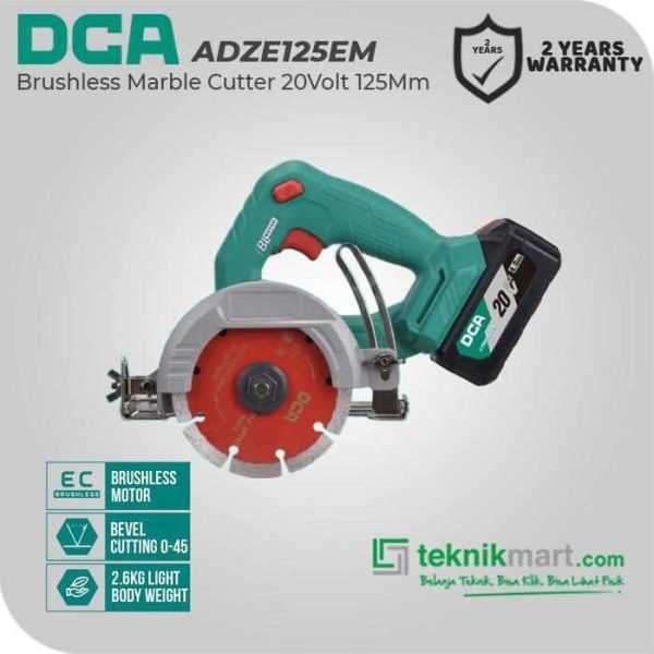 DCA ADZE125EM BRUSHLESS MARBLE CUTTER 20V 125MM (2X BATT 4.0AH, 1X CHARGER)