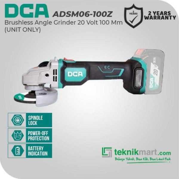 DCA ADSM06-100Z BRUSHLESS ANGLE GRINDER 20VOLT 100MM (UNIT ONLY)