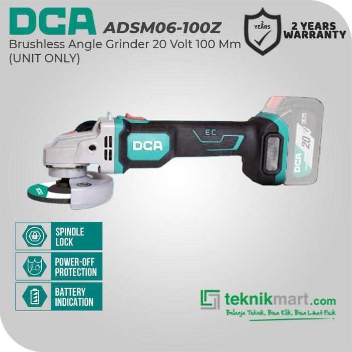 DCA ADSM06-100Z BRUSHLESS ANGLE GRINDER 20VOLT 100MM (UNIT ONLY)