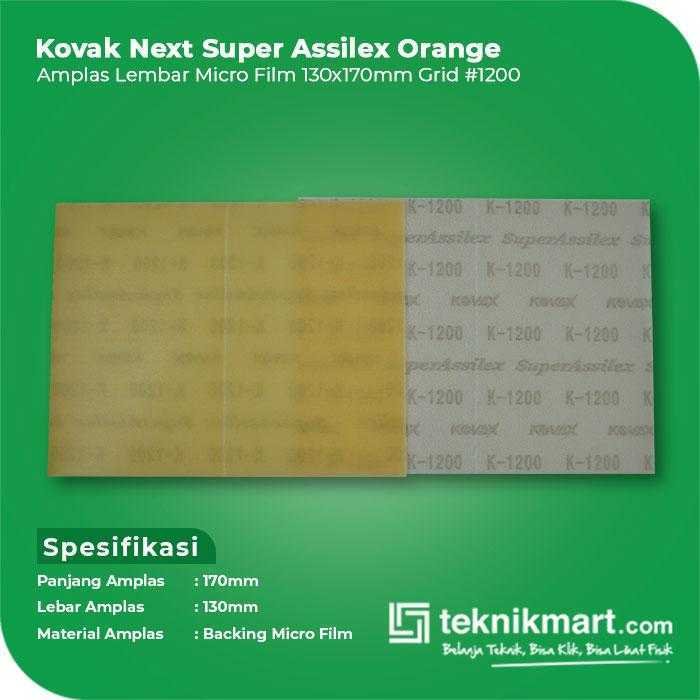 KOVAX SUPER ASSILEX ORANGE AMPLAS SHEET KERTAS GRID #1200 130X170MM - Image 2