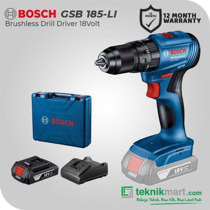 BOSCH GSB 185-LI BRUSHLESS IMPACT DRILL 18VOLT 0-500/1900RPM (1X GBA 18V 2.0Ah, 1X GAL 18V-20, 1X CASE)