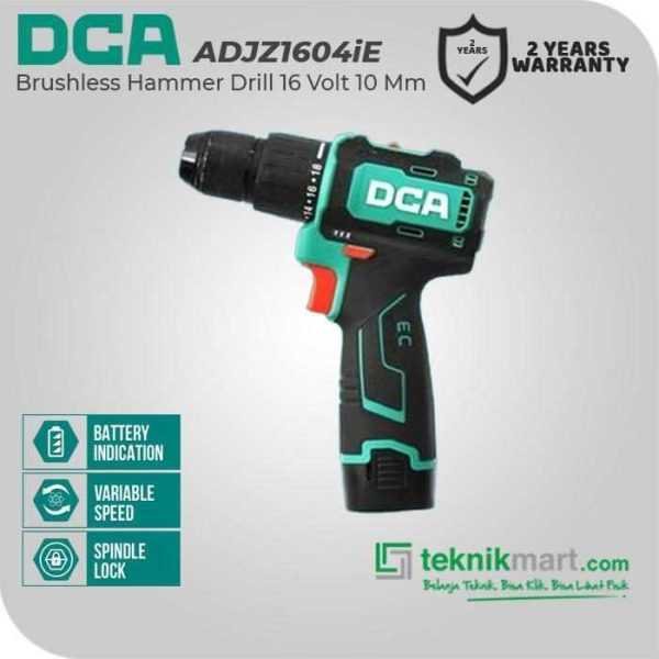 DCA ADJZ1604iE BRUSHLESS DRIVER HAMMER DRILL 16V 10MM (2X BATT, 1X CHARGER, 1X CASE)