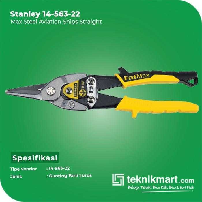 STANLEY 14-563-22 AVIATION SNIPS MAX STEEL - STRAIGHT (YELLOW) - Image 3