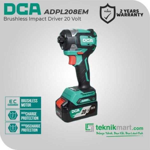 DCA ADPL208EM BRUSHLESS IMPACT DRIVER 20VOLT (2X BATT, 1X CHARGER, CASE)