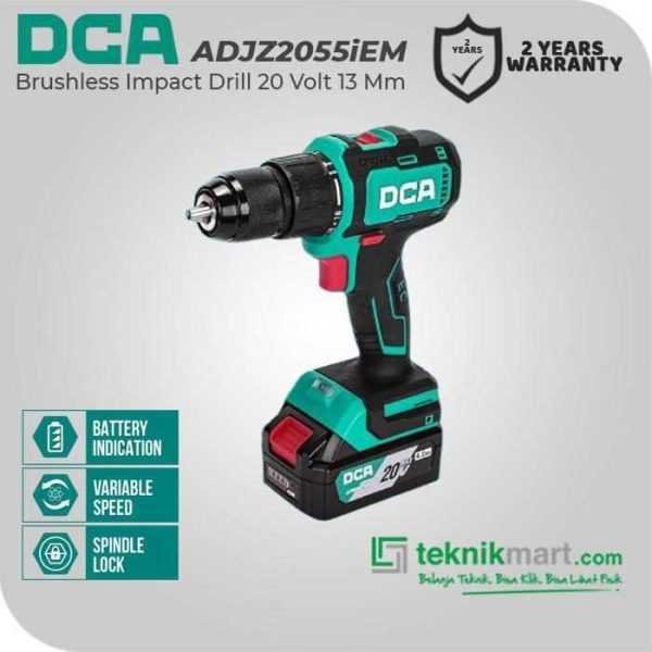 DCA ADJZ2055iEM BRUSHLESS IMPACT DRILL 20VOLT 13MM (2X BATT 4.0AH, 1X CHARGER, 1X CASE)