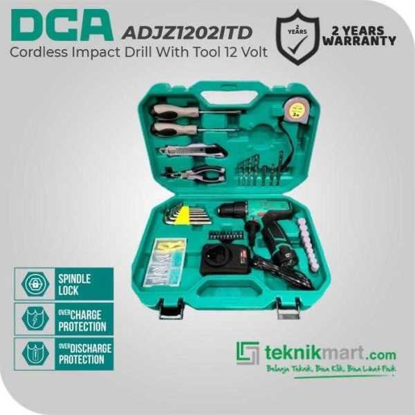 DCA ADJZ1202ITD CORDLESS IMPACT DRILL WITH TOOL 12VOLT 10MM (1X BATT, 1X CHARGER, CASE)