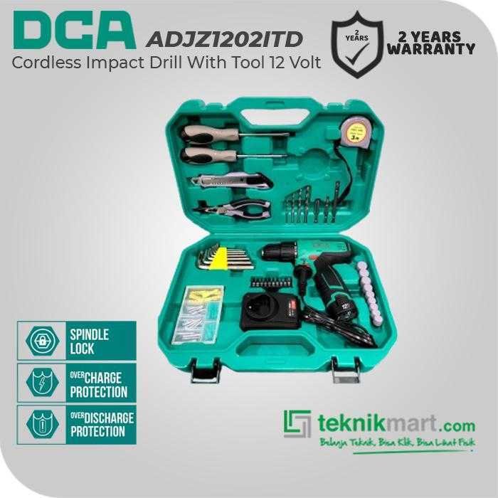 DCA ADJZ1202ITD CORDLESS IMPACT DRILL WITH TOOL 12VOLT 10MM (1X BATT, 1X CHARGER, CASE)