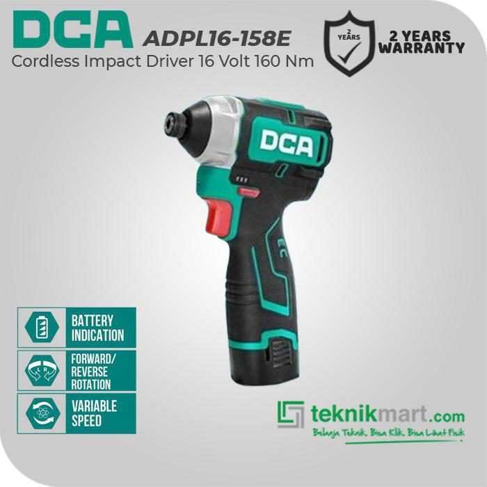 DCA ADPL16-158E CORDLESS IMPACT DRIVER 16VOLT (2X BATT, 1X CHARGER, CASE)