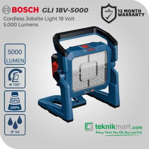BOSCH GLI 18V-5000 CORDLESS JOBSITE LIGHT 18V 5.000LUMENS (UNIT ONLY)