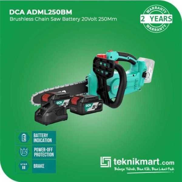 DCA ADML250BM BRUSHLESS CHAIN SAW 20VOLT 250MM (2X BATT 4.0AH, 1X CHARGER)