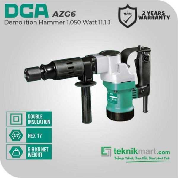 DCA AZG6 DEMOLITION HAMMER 1050WATT 11.1JOULE (HEX 17)