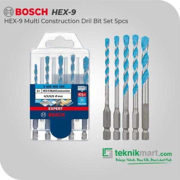 BOSCH HEX-9 MULTI CONSTRUCTION DRIL BITS SET 5PCS (4, 5, 6, 6, 8 MM) - (SHANK HEXAGON)