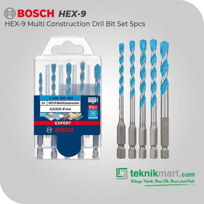 BOSCH HEX-9 MULTI CONSTRUCTION DRIL BITS SET 5PCS (4, 5, 6, 6, 8 MM) - (SHANK HEXAGON)