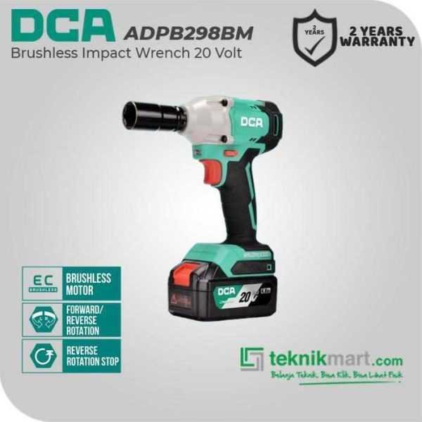 DCA ADPB298BM BRUSHLESS IMPACT WRENCH 20VOLT SQ 1/2" 298NM (2X BATT, 1X CHARGER, CASE)