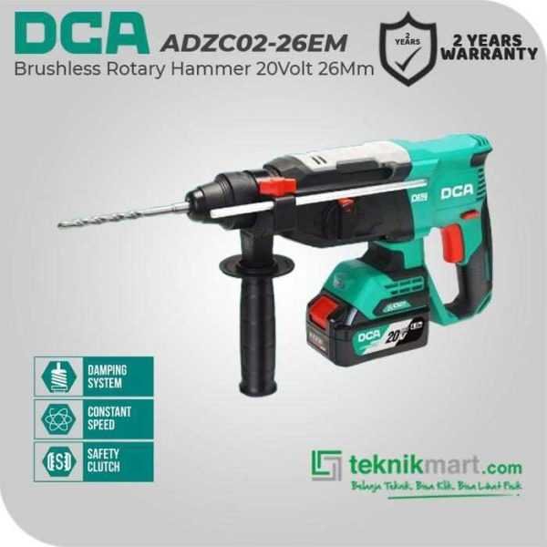 DCA ADZC02-26EM BRUSHLESS ROTARY HAMMER 20VOLT (2X BATT, 1X CHARGER, CASE)
