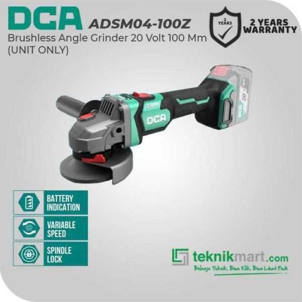 DCA ADSM04-100Z BRUSHLESS ANGLE GRINDER 20VOLT 100 MM (UNIT ONLY)
