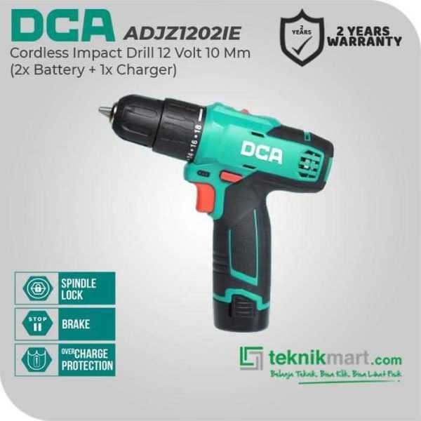 DCA ADJZ1202IE CORDLESS IMPACT DRILL 12VOLT 10 MM (2X BATT, 1X CHARGER, CASE)