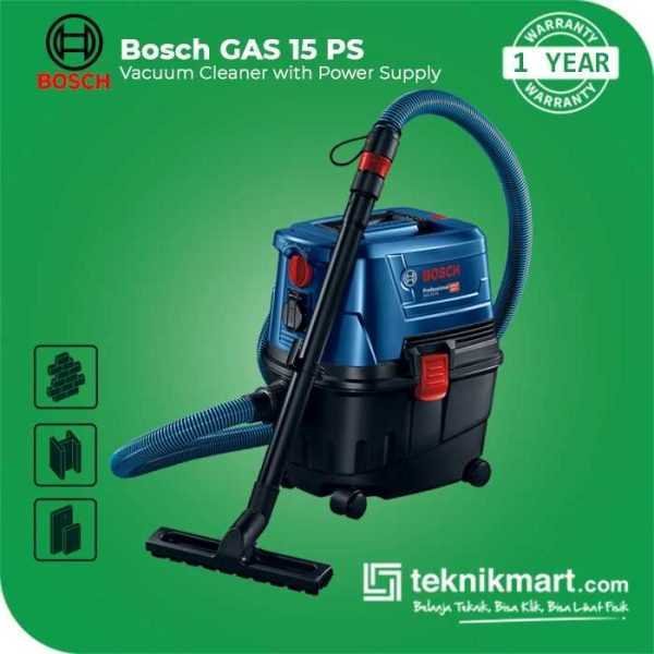 BOSCH GAS 15 PS DRY VACUUM CLEANER WITH POWER SUPPLY 1100WATT 15LITER