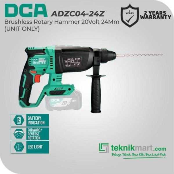 DCA ADZC04-24Z BRUSHLESS ROTARY HAMMER 20VOLT 2.8JOULE (UNIT ONLY)