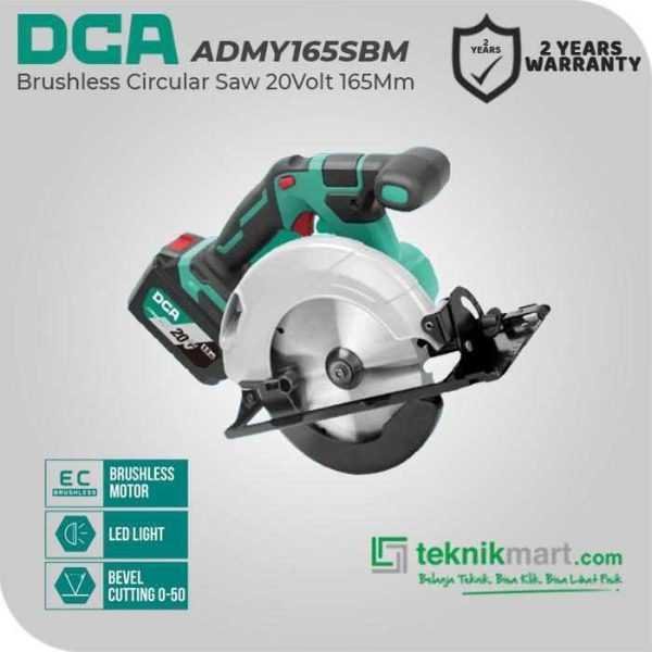 DCA ADMY165SBM BRUSHLESS CIRCULAR SAW 20VOLT 165MM (2X BATT, 1X CHARGER, CASE)