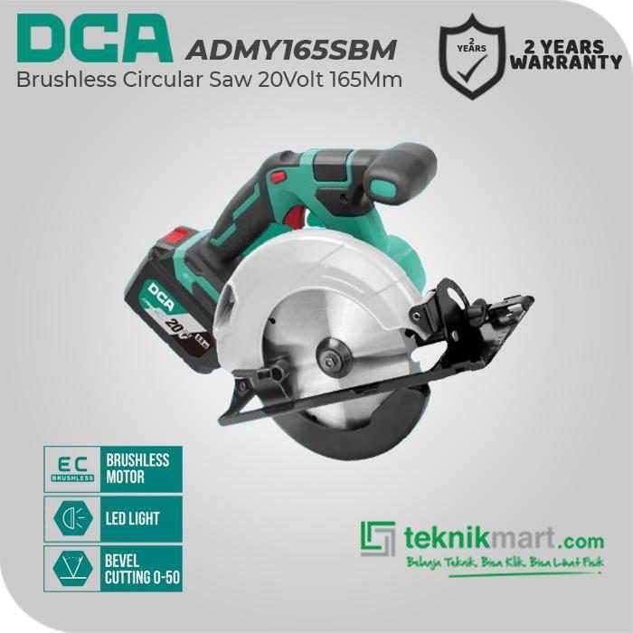 DCA ADMY165SBM BRUSHLESS CIRCULAR SAW 20VOLT 165MM (2X BATT, 1X CHARGER, CASE)