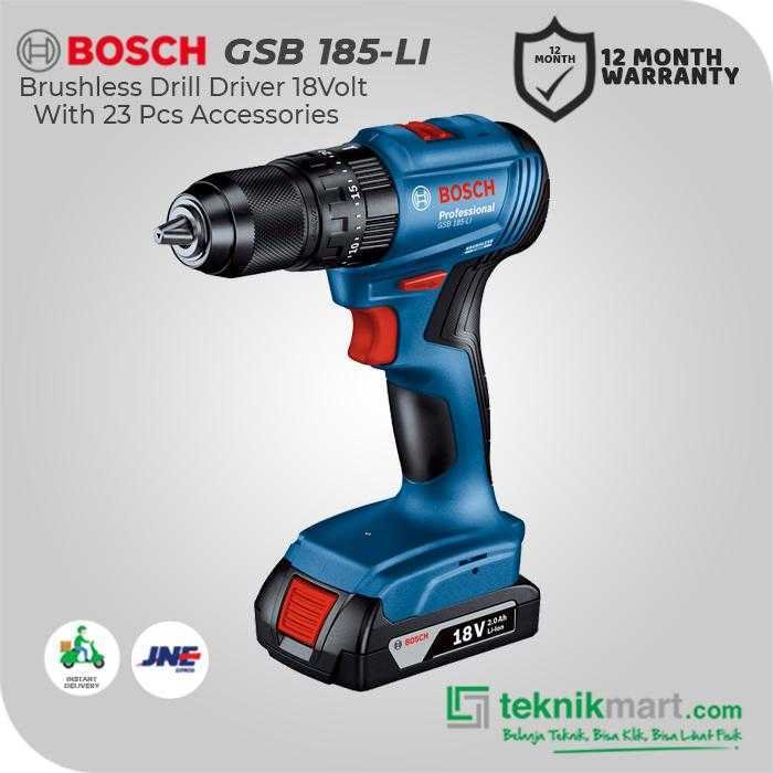 BOSCH GSB 185-LI BRUSHLESS IMPACT DRILL 18VOLT 0-500/1900RPM (2X GBA 18V 2.0Ah, 1X GAL 18V-20, 23X ACC, 1X CASE) - Image 2