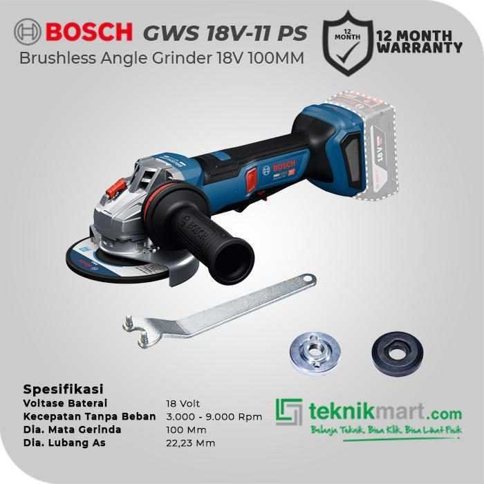 BOSCH GWS 18V-11 PS BRUSHLESS ANGLE GRINDER WITH VARIABLE SPEED 18VOLT 100MM (UNIT ONLY) - Image 2