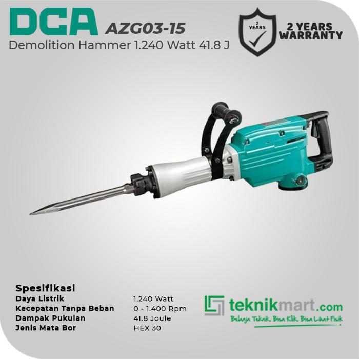 DCA AZG03-15 DEMOLITION HAMMER 1240WATT 41.8JOULE (HEX 30) - Image 2