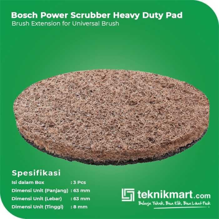 BOSCH POWER SCRUBBER BROWN HEAVY DUTY PAD X3 FOR UNI-BRUSH - Image 2