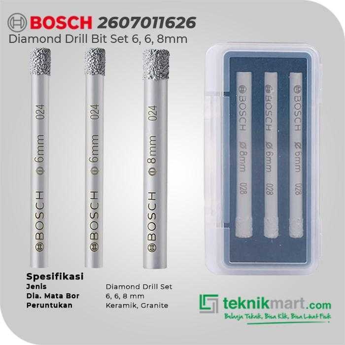BOSCH DIAMOND DRILL BIT SET 6/6/8 MM