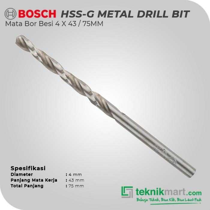 BOSCH HSS-G METAL DRILL BIT 4 X 43 / 75 MM (2PCS) - Image 2