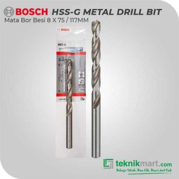 BOSCH HSS-G METAL DRILL BIT 8 X 75 / 117 MM