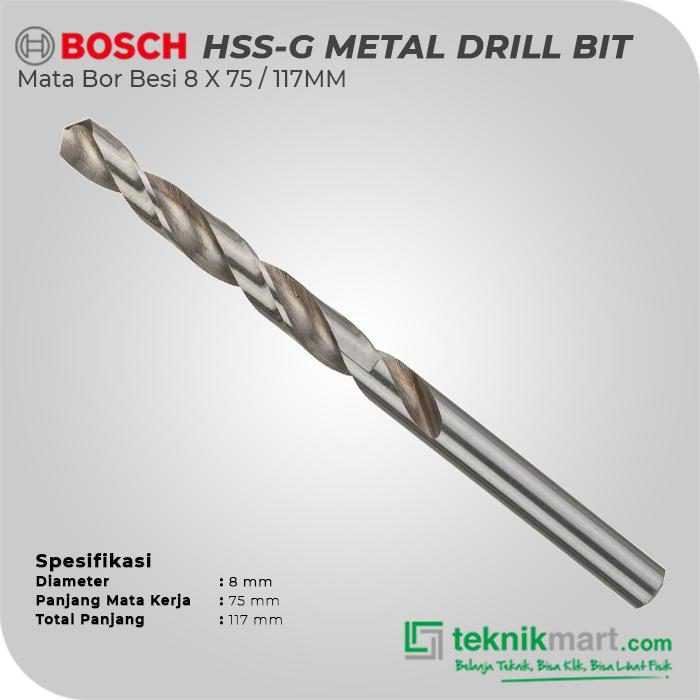 BOSCH HSS-G METAL DRILL BIT 8 X 75 / 117 MM - Image 2