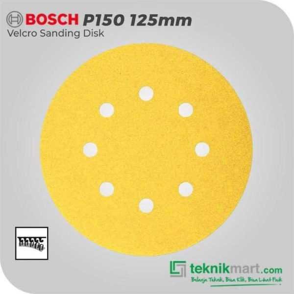 BOSCH P150 VELCRO SANDING DISC 8 HOLES 125MM