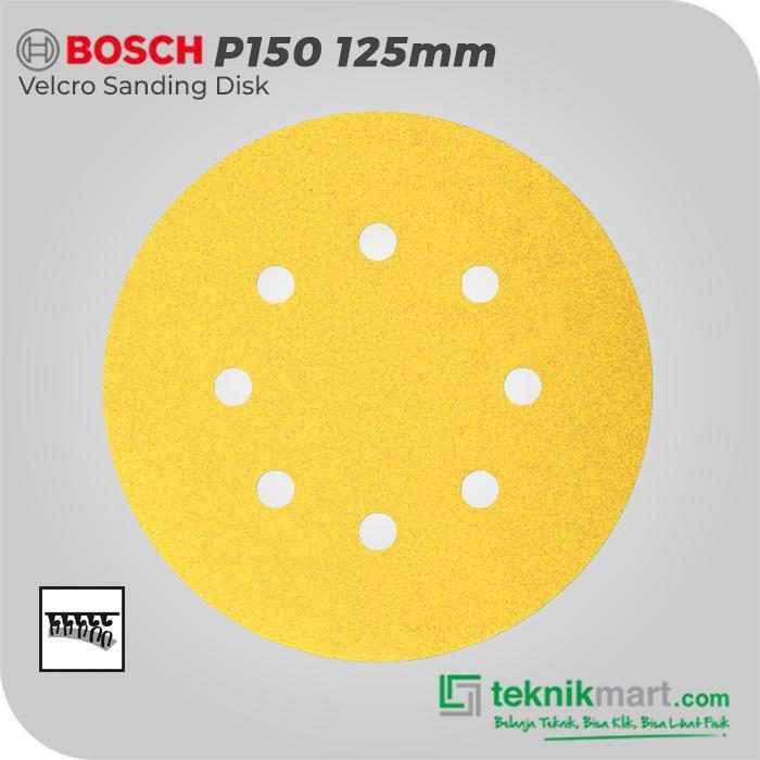 BOSCH P150 VELCRO SANDING DISC 8 HOLES 125MM